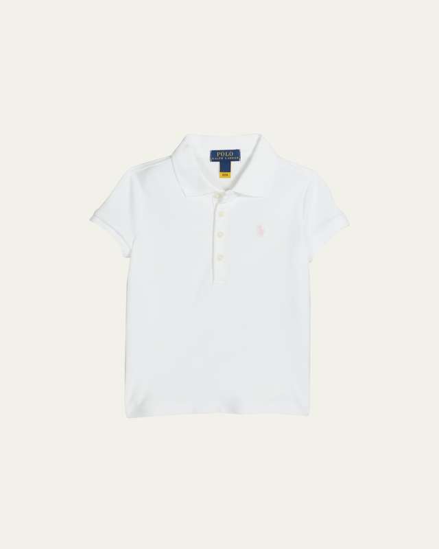 Girl's Logo Embroidered Short-Sleeve Polo Shirt, Size 2-